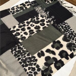 Super Soft Wool and Viscose Leopard Patchwork Scarf Shawl Wrap